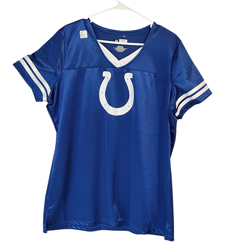 Womens Indianapolis Colts NFL‎ Team Royal Blue Horseshoe V-Neck Jersey 2XL